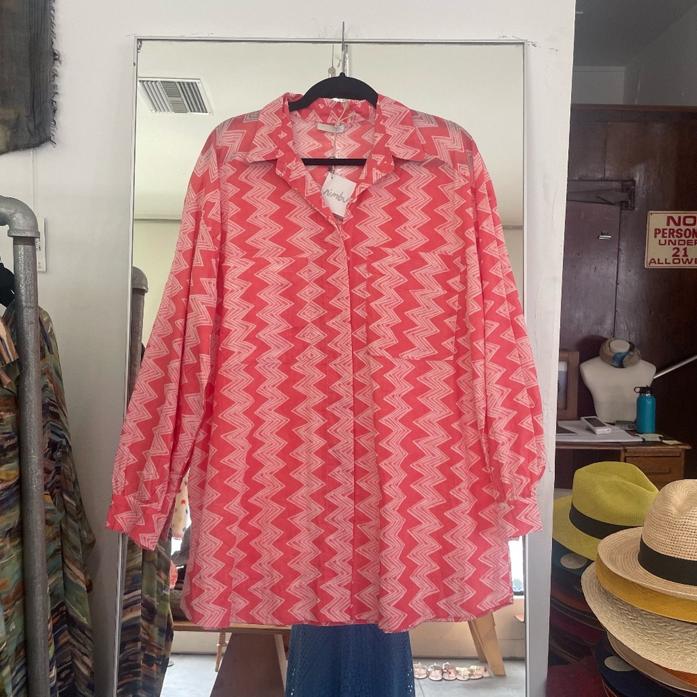 Nimbu Zuona Button Up In Shibory Rose